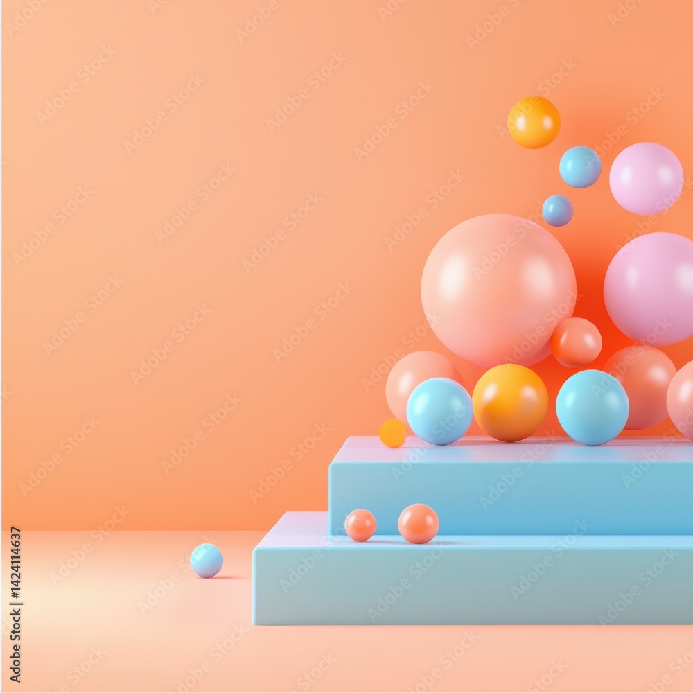 Aufkleber dynamic ai-enhanced sales forecasting model showcasing colorful 3d shapes in a modern digital worksp