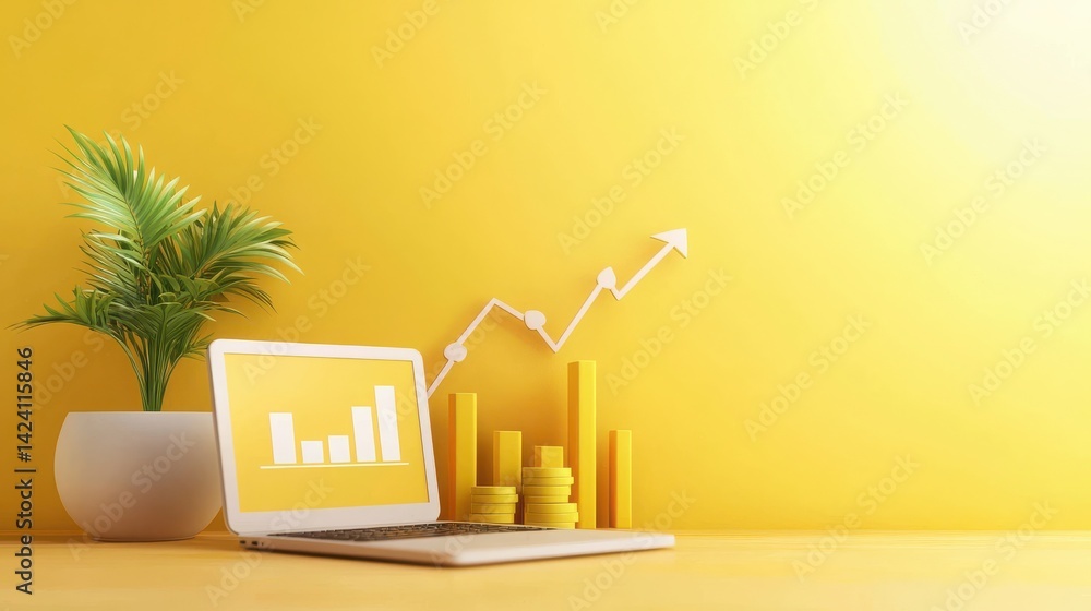 Poster ecommerce analytics dashboard visualization home office digital display business environment perspec
