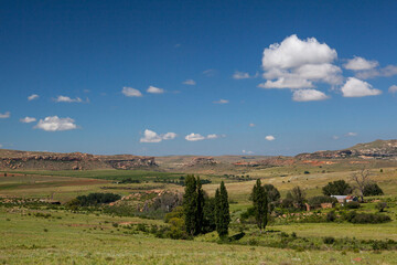 Fototapeta premium Mountain farm in South Africa on a clear day