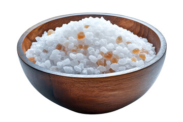 coarse sea salt in wooden bowl
