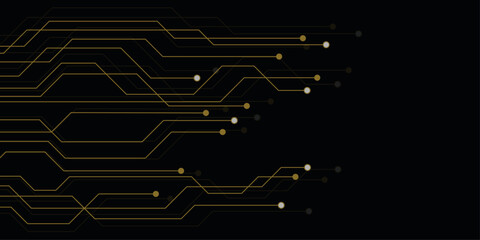 golden circuit board electronics digital technology banner vector illustration EPS10 