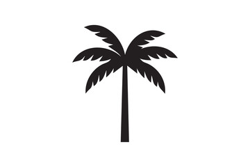 Fototapeta premium Minimalist palm tree silhouette vector isolated outline icon on white background 
