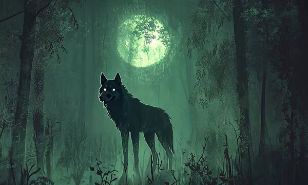 wolf howling at the moon