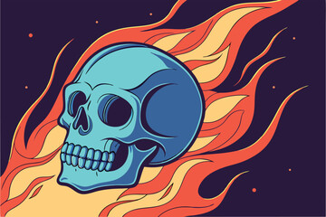 Flaming Skull Illustration Symbolic Art of Mortality, Rebellion & Transformation