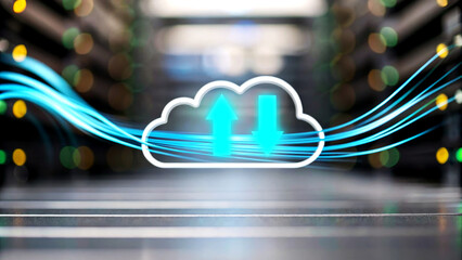 Data Transfer in the Cloud Enhancing Efficiency and Security in Modern Data Management High-Tech Data Center Digital Environment Insightful View