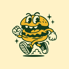 burger character walking happily