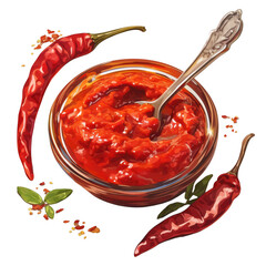 Chili paste creation culinary art food photography isolated studio setting vibrant composition