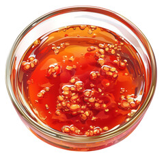 Chinese plum sauce isolate culinary art glass bowl close-up gourmet condiment