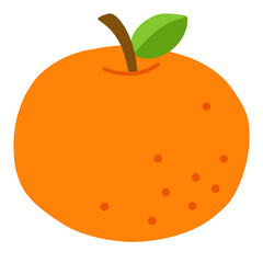 Fresh Orange Fruit Vector – Simple Citrus Illustration with Leaf and Stem