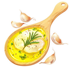 Garlic butter sauce preparation kitchen food photography culinary arts close-up view flavor enhancement
