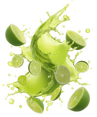 Lime juice splash action isolated high-quality image vibrant colors fresh concept