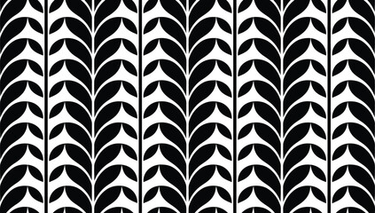 Seamless pattern with ink doodle abstract leaves| Creative minimalist Abstract art background| Vector Illustration