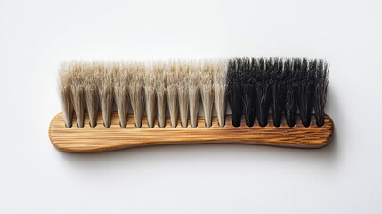 Wooden-handled brush with two-toned bristles