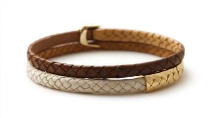 Two-toned braided leather bracelet