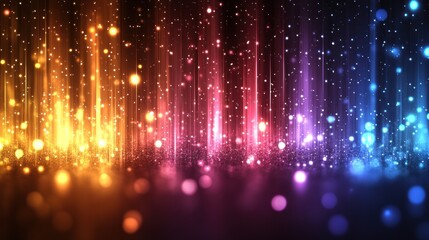 Obraz premium Vibrant colors and shimmering lights ripple through the darkness, captivating onlookers