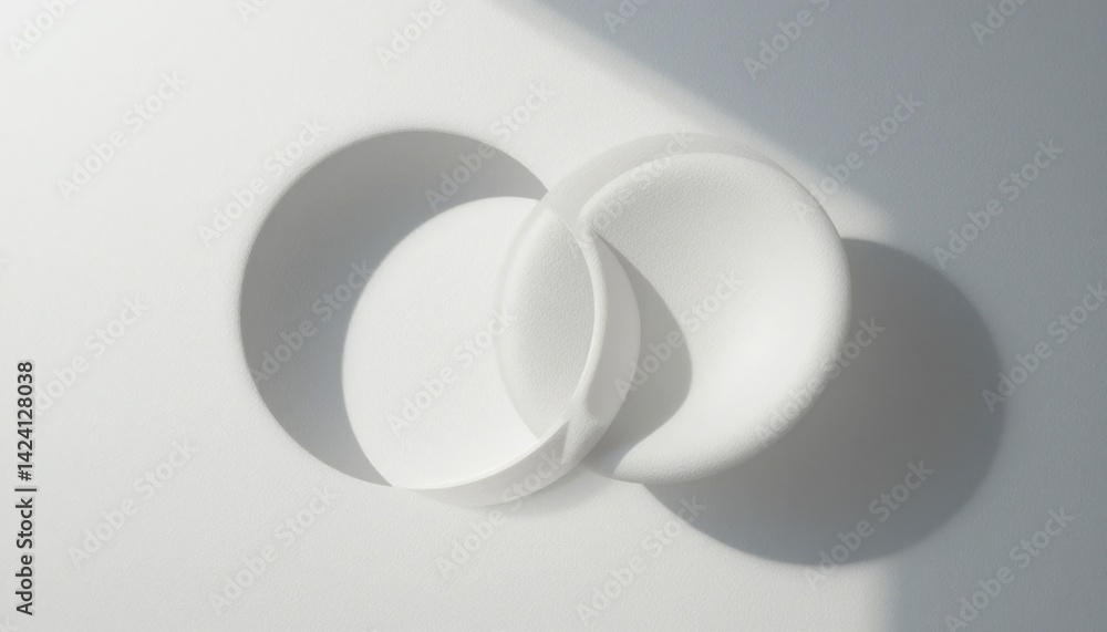 Poster circular shadows and white containers creating minimalist art in studio abstract photography clean e