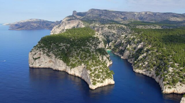 Aerial view above Les 3 Calanques de Cassis 