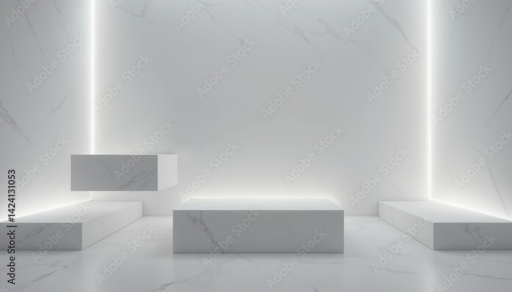 Poster modern minimalist display setup indoor gallery space visual art showcase brightly lit environment st