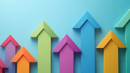 A chart with arrows showing upward trends on the right, representing market growth
