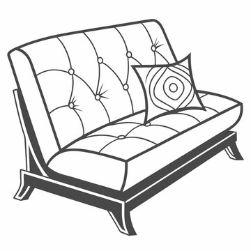recommend clip art: Futon sofa silhouette illustration isolated on white background