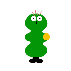 green caterpillar cartoon design template and sticker funny character
