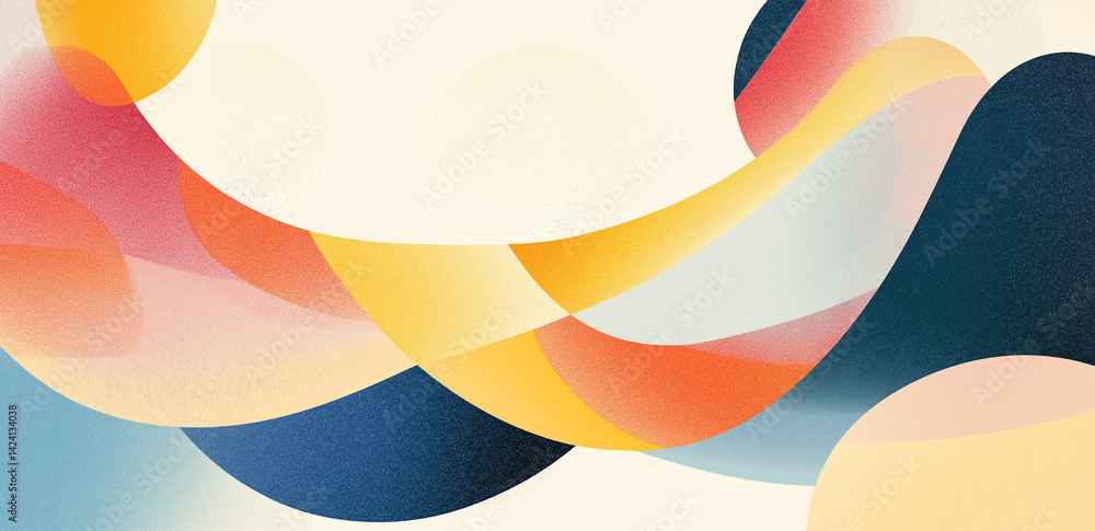 Poster abstract colorful wavy lines showcasing smooth dynamics and a modern feel.
