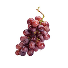 A cluster of ripe red grapes, glistening with moisture, showcasing their plump texture and natural sheen.
