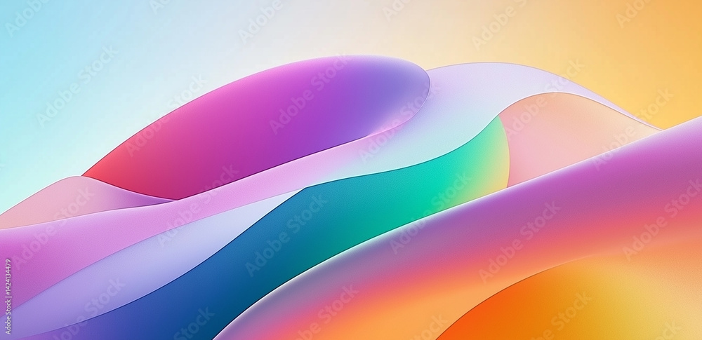 Poster colorful abstract wavy patterns with smooth lines and a modern feel.
