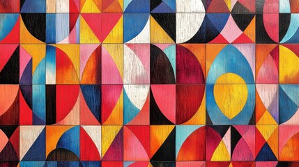 a vibrant abstract pattern with overlapping triangles and vivid hues
