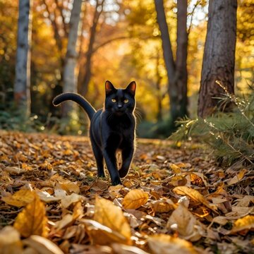 cat in autumn park