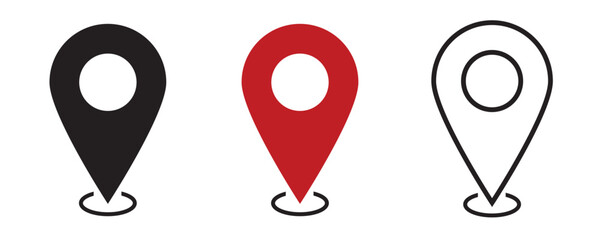 Set of map pin location icons. Modern map markers .Vector illustration on a white background.