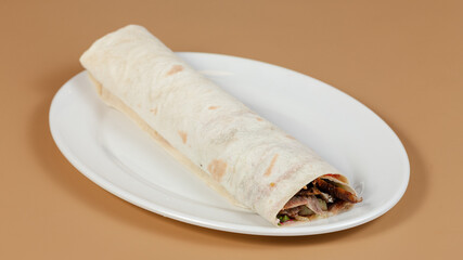 Lavash doner kebab or shawarma isolated