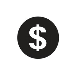 Obraz premium Simple black circle with a white dollar sign symbol, representing finance and commerce, suitable for business-related graphics and illustrations , isolated on white or transparent png