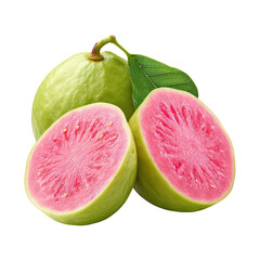 Isolated transparent Fresh guava tropical fruit sliced , colorful juicy guava tropical fruit sliced for vibrant designs, sweet exotic guava tropical fruit sliced , PNG die-cut or white background.