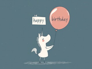 Fototapeta premium A cute unicorn holding a balloon that says 