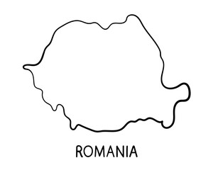Black and white line drawing of Romania