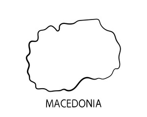 Obraz premium Black and white line drawing of Republic Of Macedonia