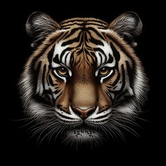 Tiger Portrait - Close-up on Black