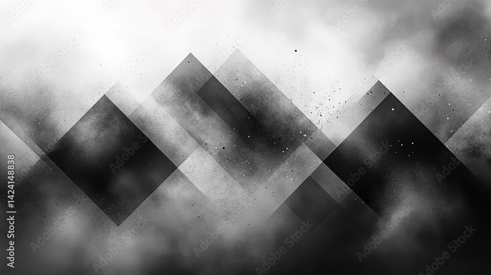 Poster abstract monochrome: intersecting diamond shapes with textured o