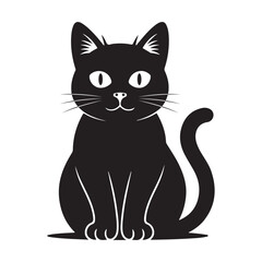 Stylish Black Cat Silhouette with Expressive Eyes vector