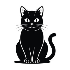 Obraz premium Elegant Black Cat Silhouette Illustration vector white backgrund