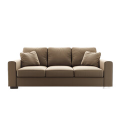 A modern sofa in a neutral color, isolated on a transparency background