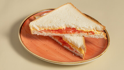 Club sandwich sliced in plate
