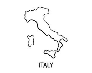 Black and white line drawing of Italy
