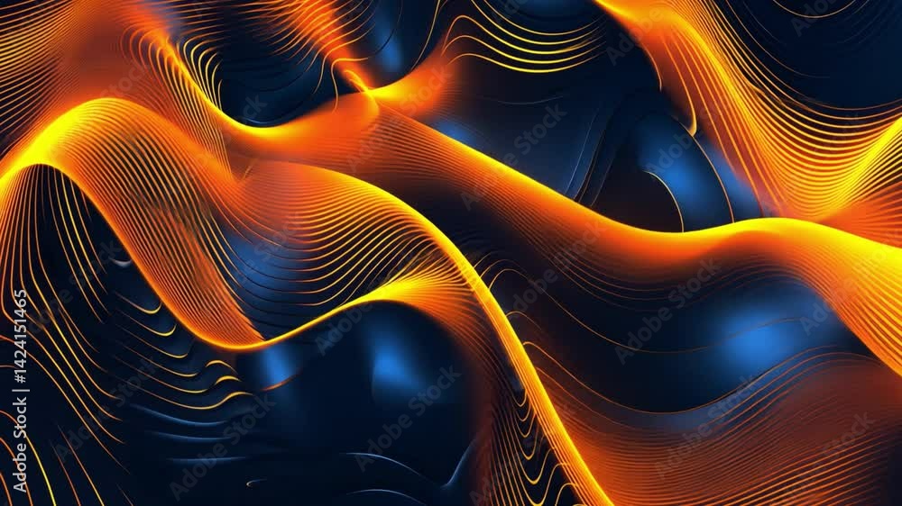 Poster dynamic abstract design flowing orange and blue lines create energetic visuals with smooth curves an
