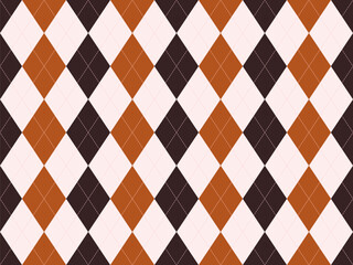 Elegant argyle pattern in brown, black, and cream.  Perfect for backgrounds, textile design, or stylish branding.  This sophisticated geometric design offers a timeless and versatile aesthetic.