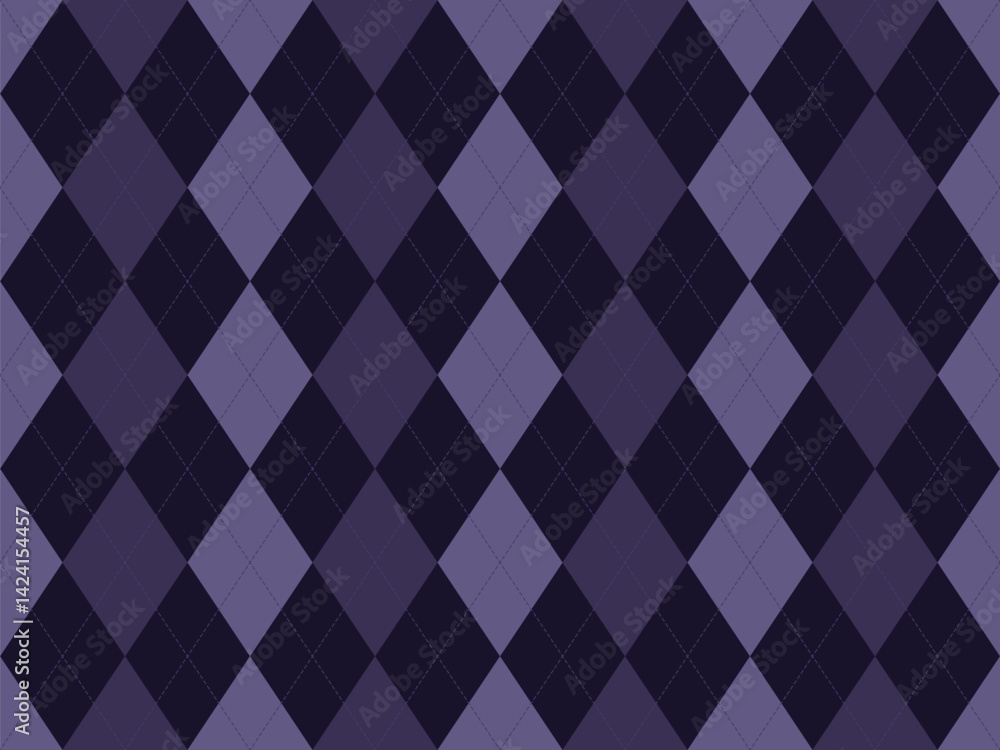 Poster elegant argyle pattern in deep purple hues. sophisticated geometric design perfect for backgrounds, 