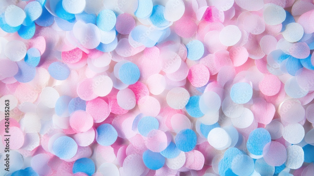 Poster light pastel confetti and sparkles scattered on a clean white background create a magical, cheerful 