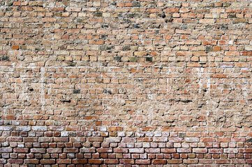 brown background, photo texture of old brick wall