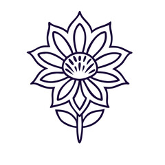 Fototapeta premium Indian Flower Botanical Bloom Petal Sacred Ornament Line Drawing Icon Vector